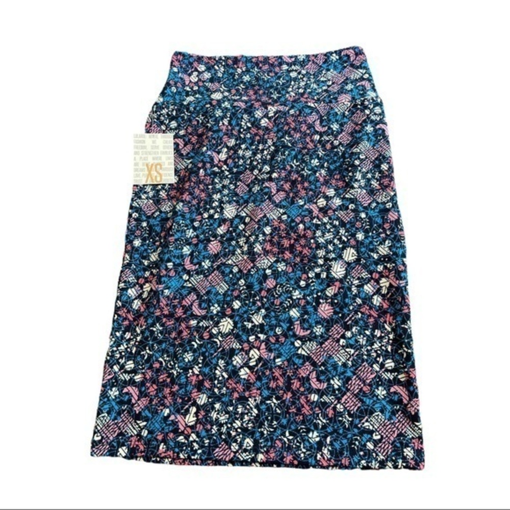 Lularoe Cassie Blue Floral Skirt Perfect for Spring Sz XS NWT #6437
